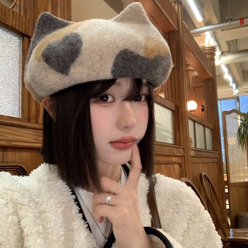 Beret Patterned Cat Ear