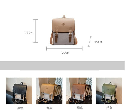 Two Backpack Flap Buckled Tone