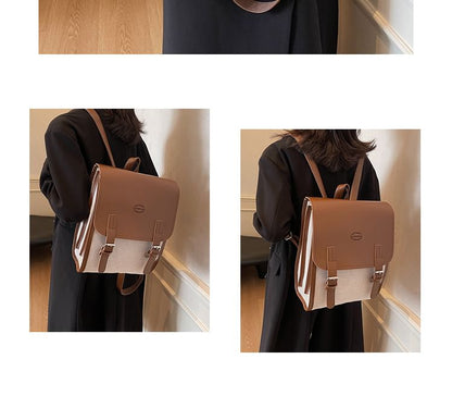 Two Backpack Flap Buckled Tone