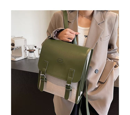Two Backpack Flap Buckled Tone