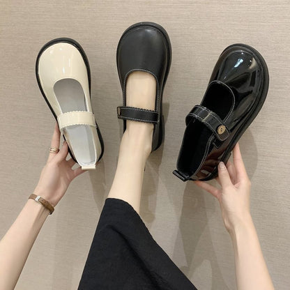 Jane Leather Faux Flats Plain Mary