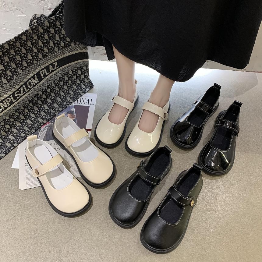 Jane Leather Faux Flats Plain Mary