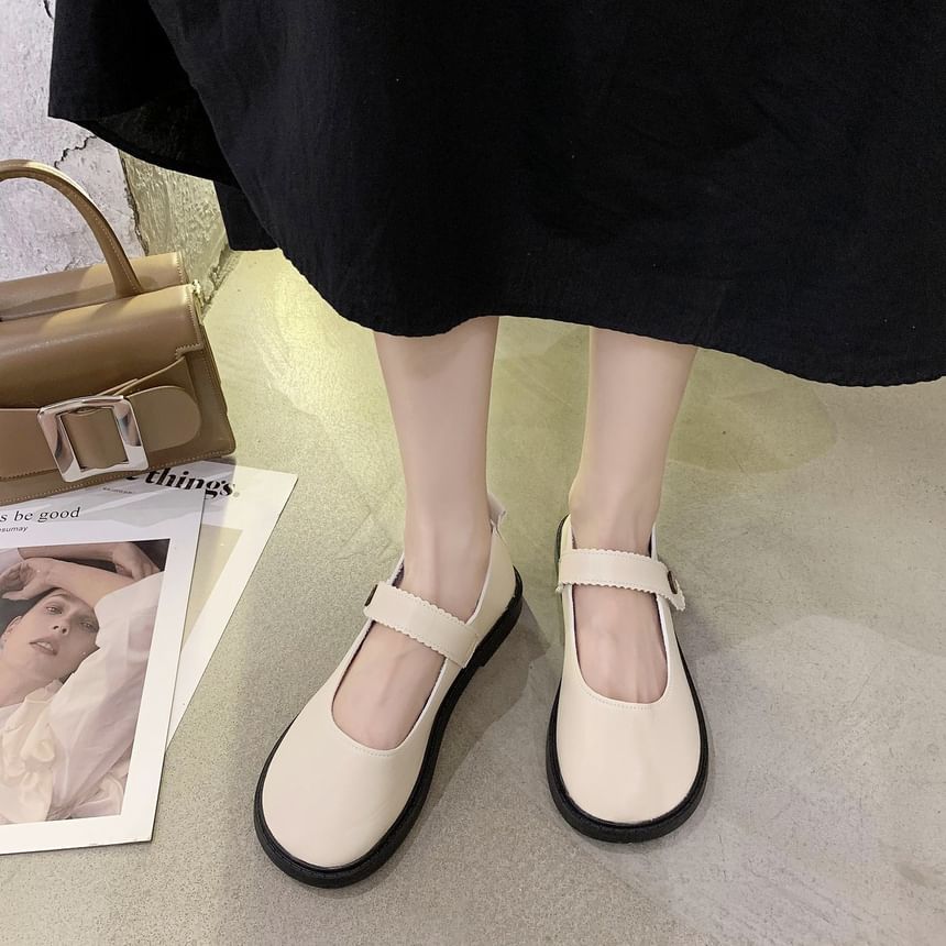 Jane Leather Faux Flats Plain Mary