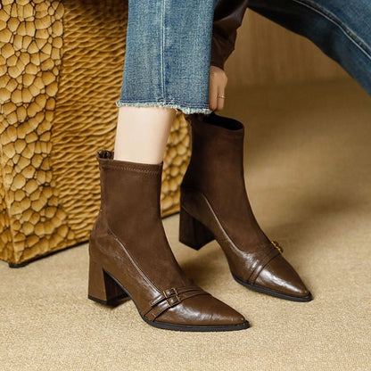 Sample Block Heel Pointed Short Boots