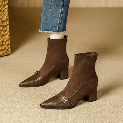 Sample Block Heel Pointed Short Boots
