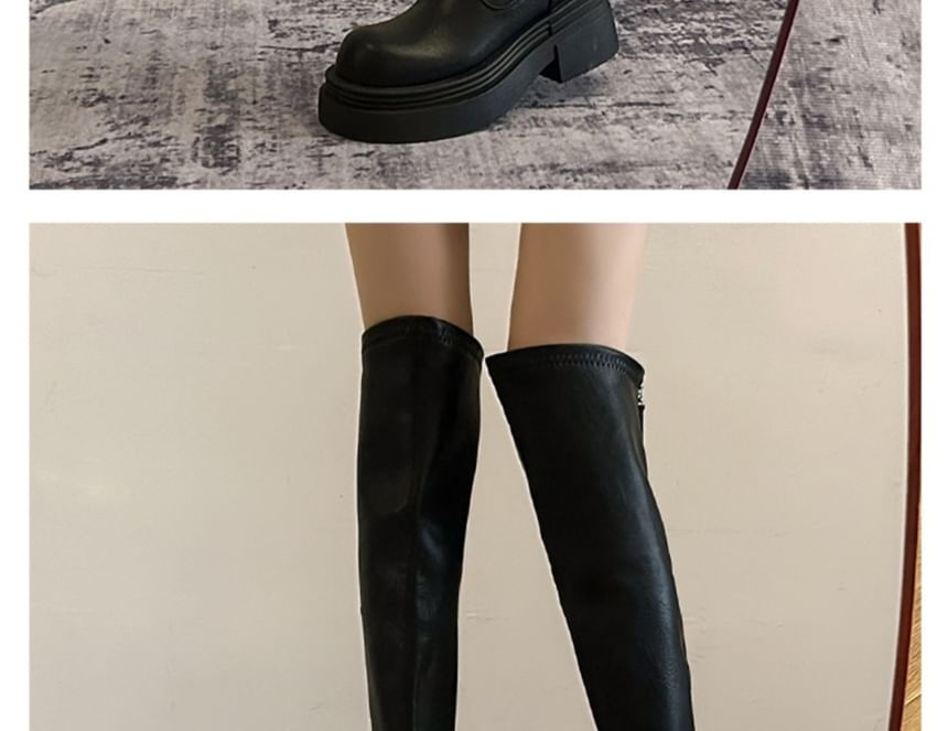 Sample Faux Leather Platform Over-The-Knee Boots