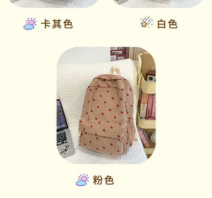 Backpack Strawberry Multi-Pocket Print