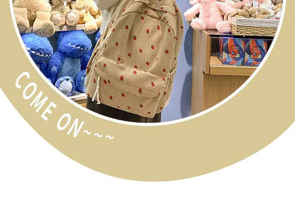 Backpack Strawberry Multi-Pocket Print