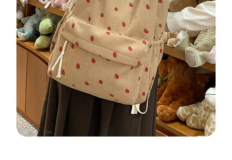 Backpack Strawberry Multi-Pocket Print
