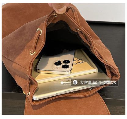 Faux Flap Backpack Suede