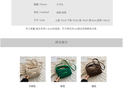 Applique Faux Shearling Crossbody Bag
