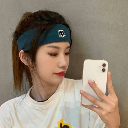Headband Lettering Knit Embroidered