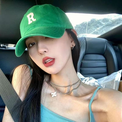 Baseball Cap Plain Embroidered Lettering /