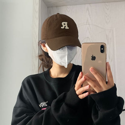 Baseball Cap Plain Embroidered Lettering /