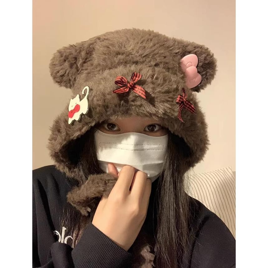 Hat Ear Fluffy Bear / Bow Dog
