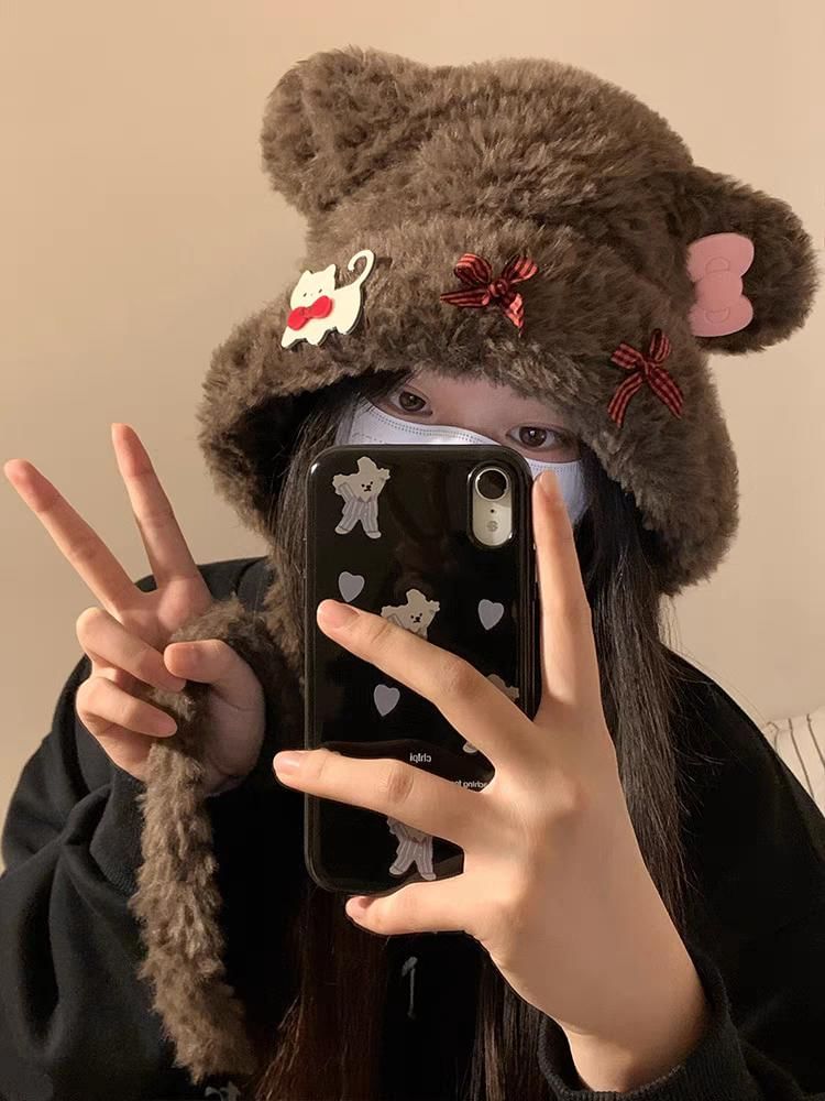 Hat Ear Fluffy Bear / Bow Dog
