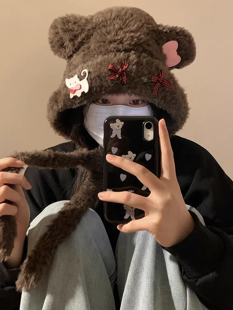 Hat Ear Fluffy Bear / Bow Dog