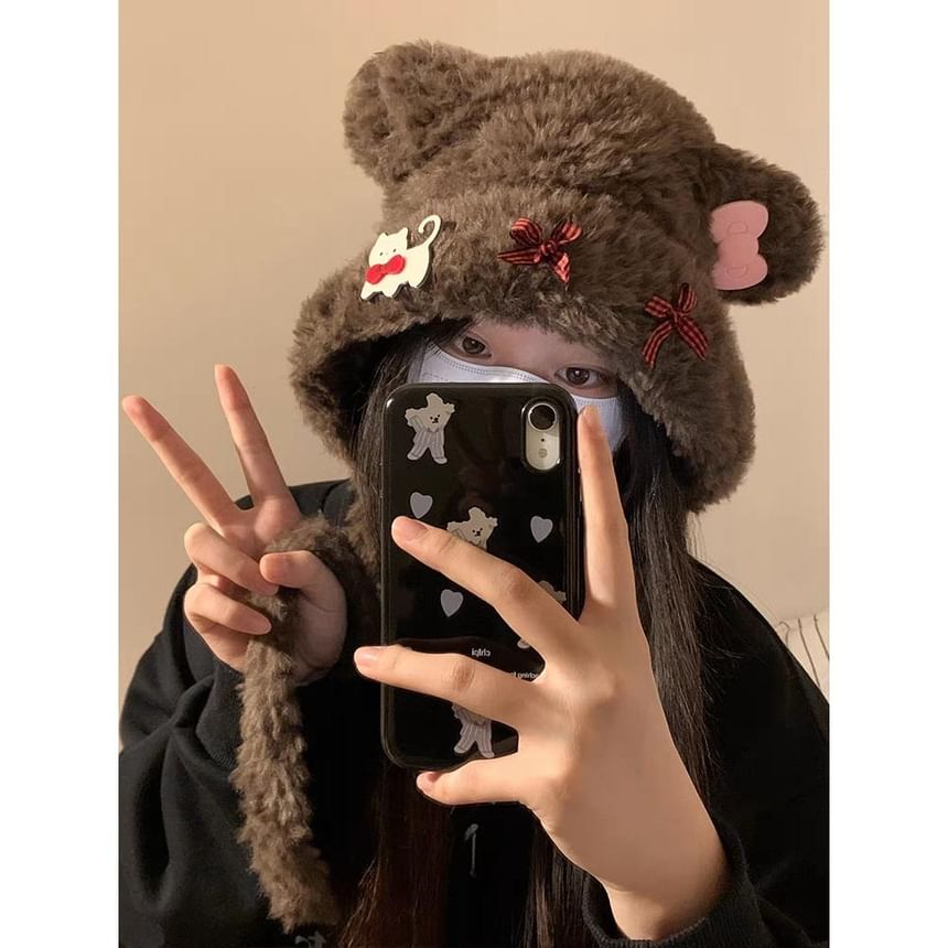 Hat Ear Fluffy Bear / Bow Dog