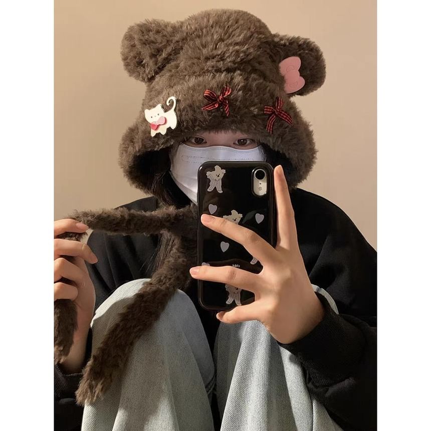 Hat Ear Fluffy Bear / Bow Dog