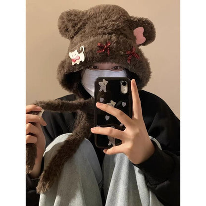 Hat Ear Fluffy Bear / Bow Dog