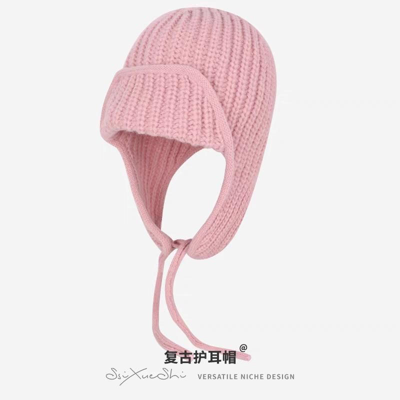 Bear Hat Plain / Fluffy Knit Balaclava