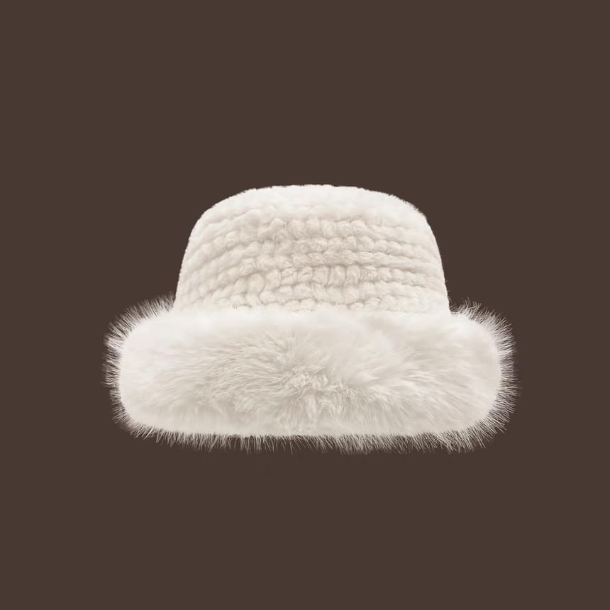 Fluffy Panel Trapper Plain Hat / Faux Leather