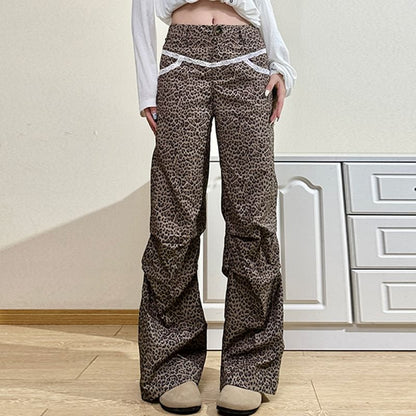 Pants Leopard Leg High Rise Wide
