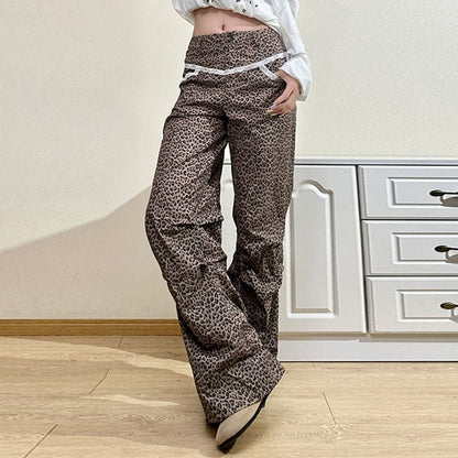 Pants Leopard Leg High Rise Wide