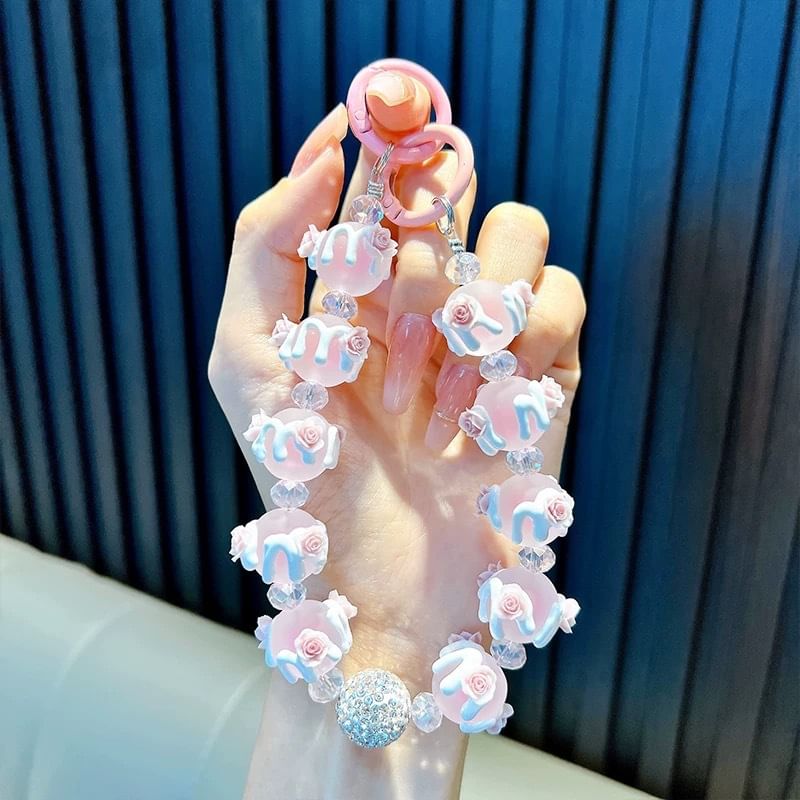 Bead Phone Rose Strap