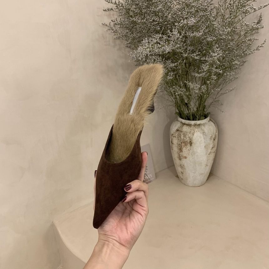 Sample Kitten Heel Pointed Toe Fleece-Lined Mules