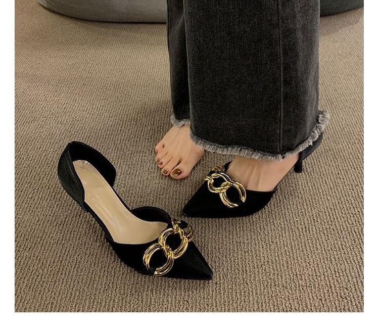 Sample Stiletto Pointed Toe Chained D'Orsay Pumps