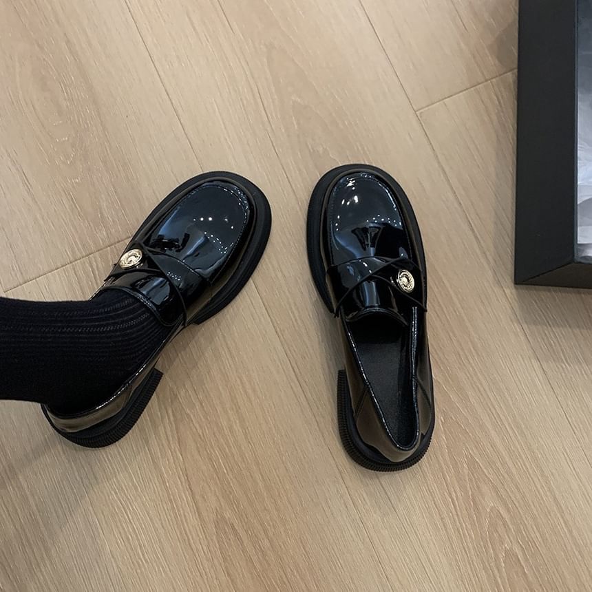 Sample Platform Metal Accent Faux Leather Loafers