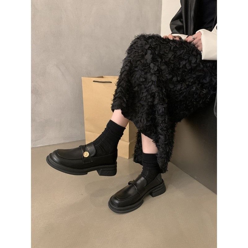 Sample Platform Metal Accent Faux Leather Loafers