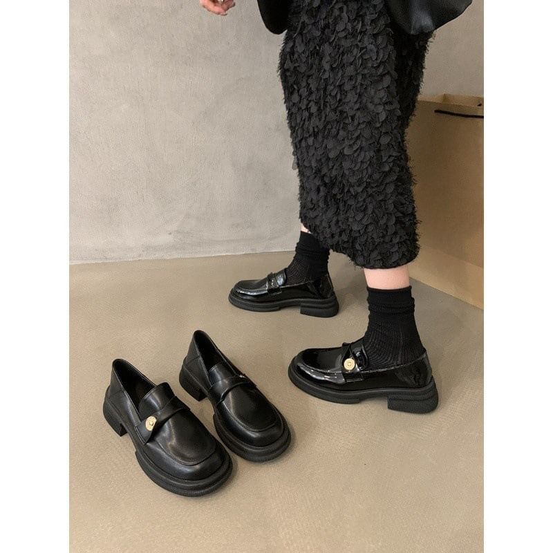 Sample Platform Metal Accent Faux Leather Loafers