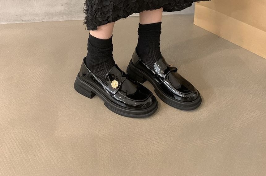 Sample Platform Metal Accent Faux Leather Loafers