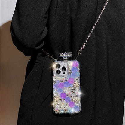 Rose Phone Case Galaxy Lanyard Rhinestone