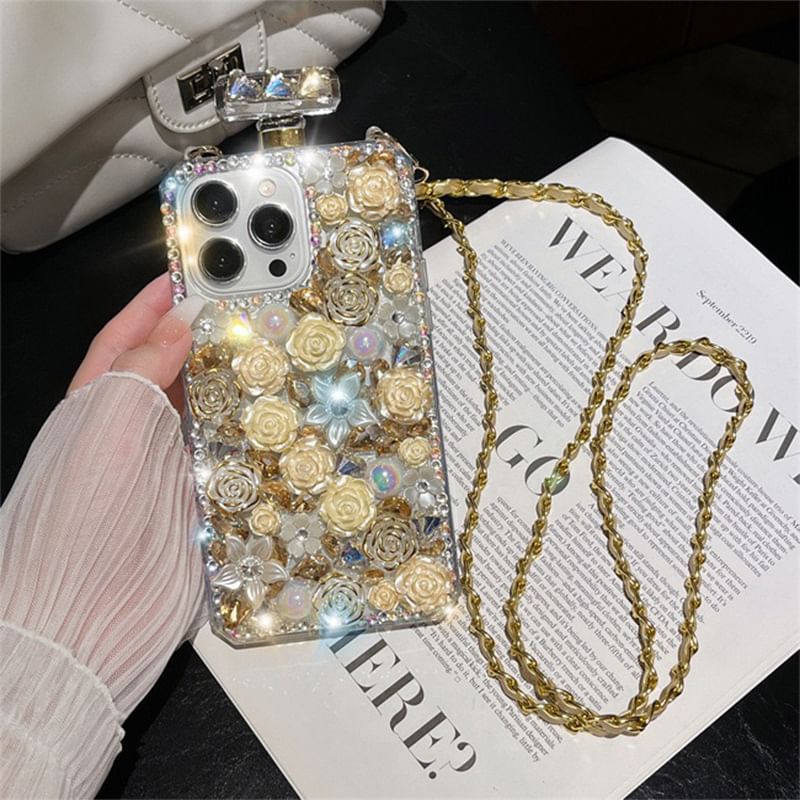Rose Phone Case Galaxy Lanyard Rhinestone