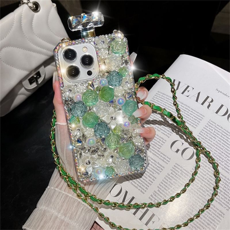 Rose Phone Case Galaxy Lanyard Rhinestone