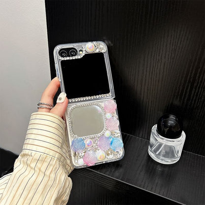 Mirrored Case Rose Rhinestone Phone
