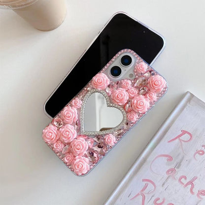 Rose Mirrored Case Rhinestone Phone
