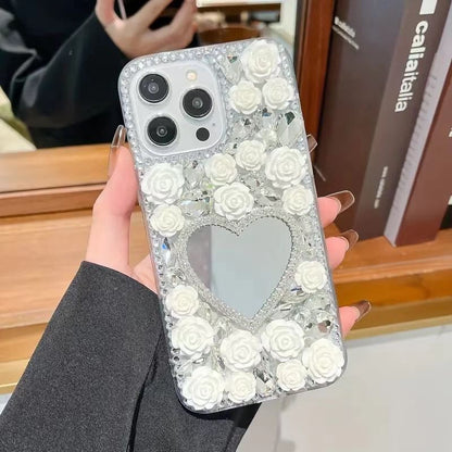 Rose Mirrored Case Rhinestone Phone