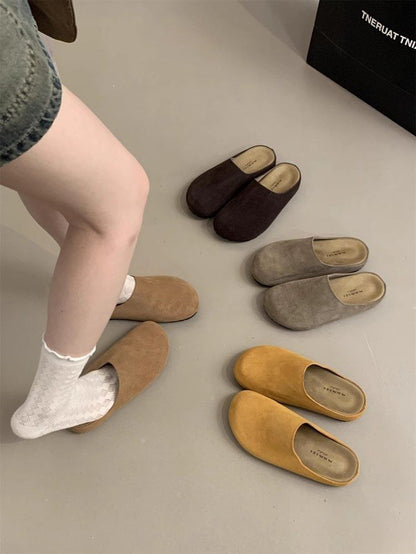 Plain Faux Mules Suede