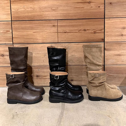Mid Plain / Tall Calf Buckled Boots