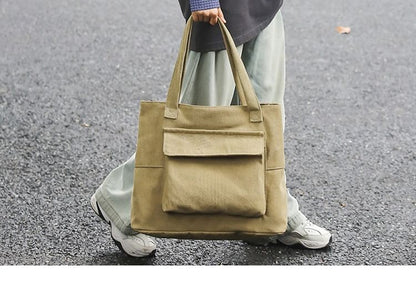 Plain Tote Canvas Flap Pocket Bag