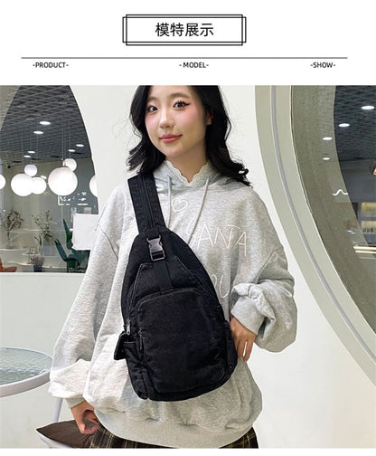 Buckle Denim Sling Bag