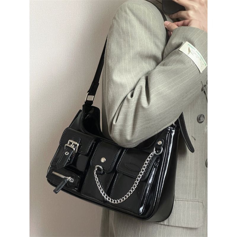 Chained Shoulder Faux Fur Bag