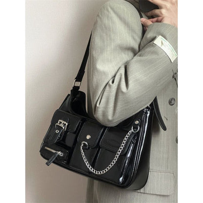 Chained Shoulder Faux Fur Bag