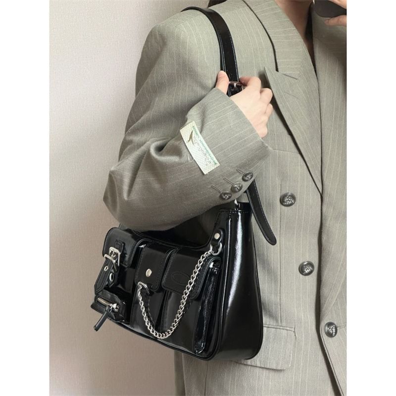 Chained Shoulder Faux Fur Bag