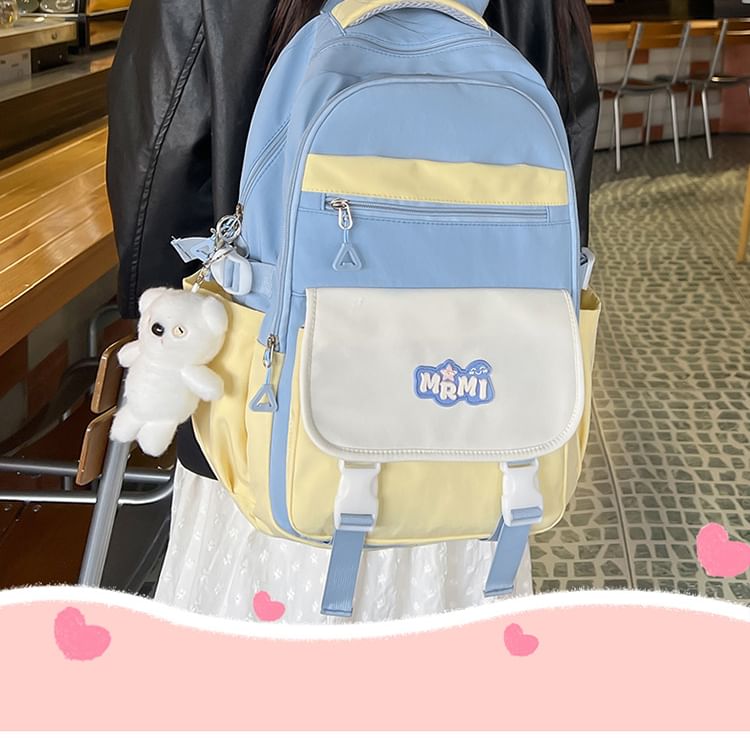 Sample Lettering Applique Buckled Nylon Backpack / Bag Charm / Set