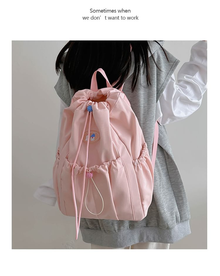 Sample Applique Drawstring Nylon Backpack